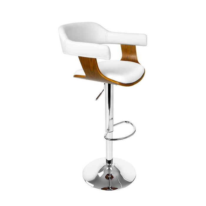 One Bar Stools Gas Lift Leather w/Armrest White -Home Living Store - -  