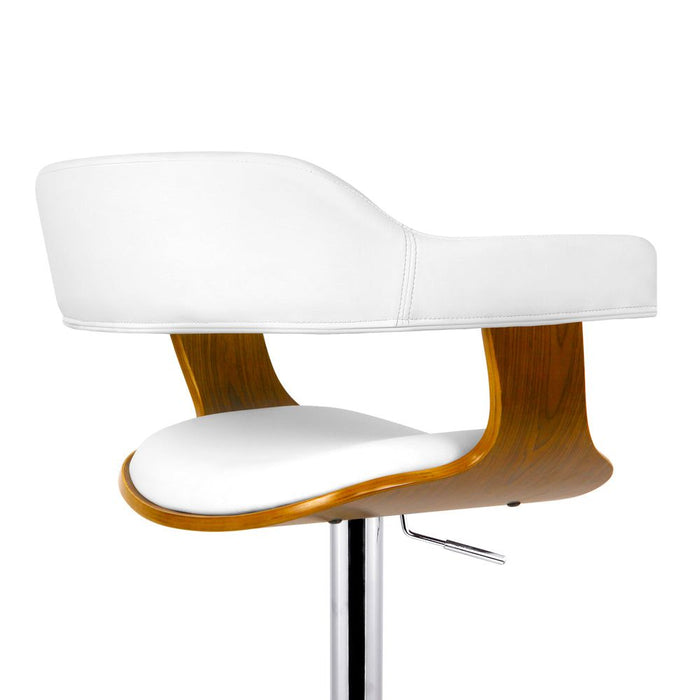 One Bar Stools Gas Lift Leather w/Armrest White -Home Living Store - -  