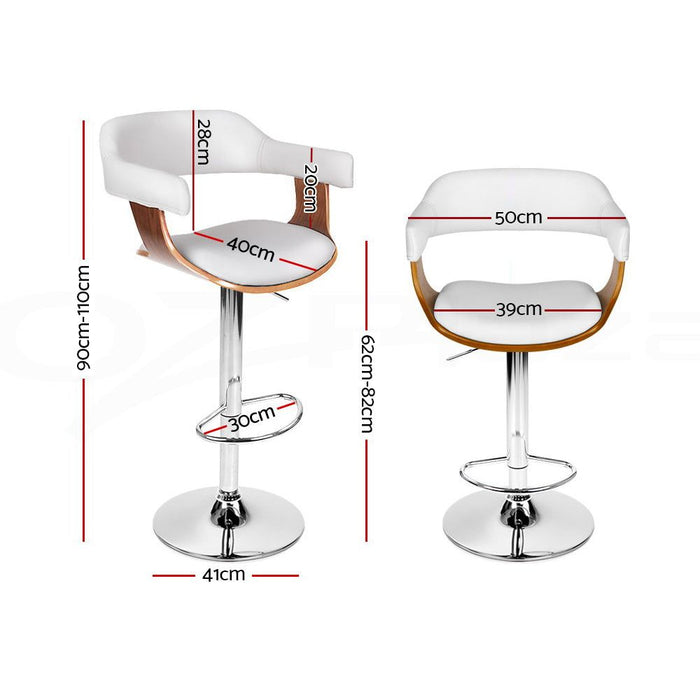 One Bar Stools Gas Lift Leather w/Armrest White -Home Living Store - -  