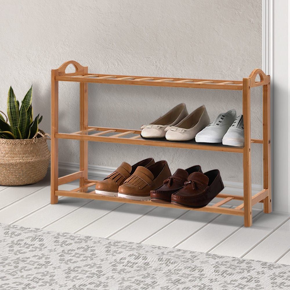Artiss 3 Tiers Bamboo Shoe Rack Storage Organiser Wooden Shelf Stand S Home Living Store