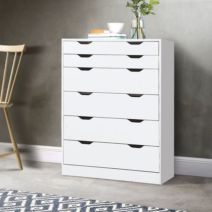 Artiss 6 Chest of Drawers - MYLA White -Home Living Store - -  