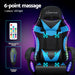 Artiss 6 Point Massage Gaming Office Chair 7 LED Footrest Cyan Blue -Home Living Store - -  