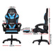 Artiss 6 Point Massage Gaming Office Chair 7 LED Footrest Cyan Blue -Home Living Store - -  