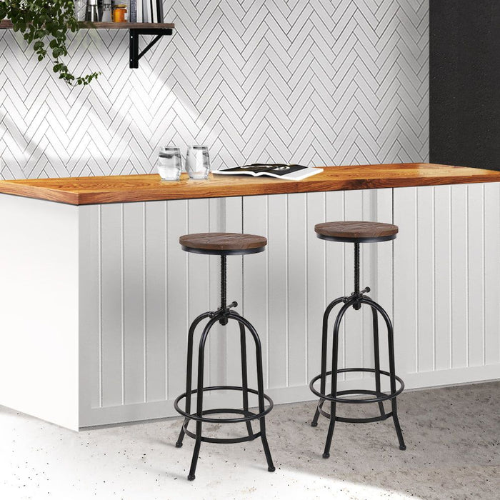 Artiss Bar Stools Adjustable Wood Chairs -Home Living Store - -  