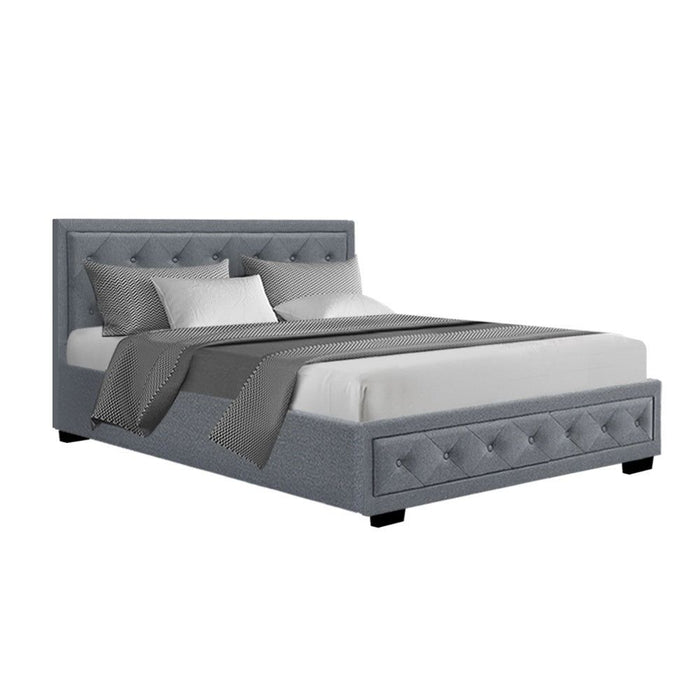 Artiss Bed Frame Double Size Gas Lift Grey TIYO -Home Living Store - -  