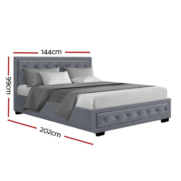 Artiss Bed Frame Double Size Gas Lift Grey TIYO -Home Living Store - -  