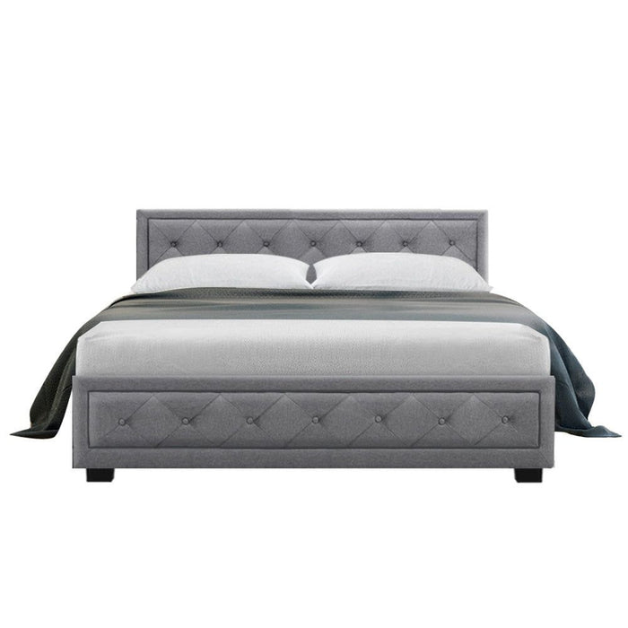Artiss Bed Frame Double Size Gas Lift Grey TIYO -Home Living Store - -  