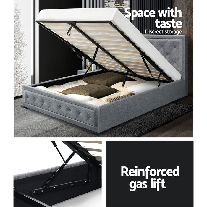 Artiss Bed Frame Double Size Gas Lift Grey TIYO -Home Living Store - -  