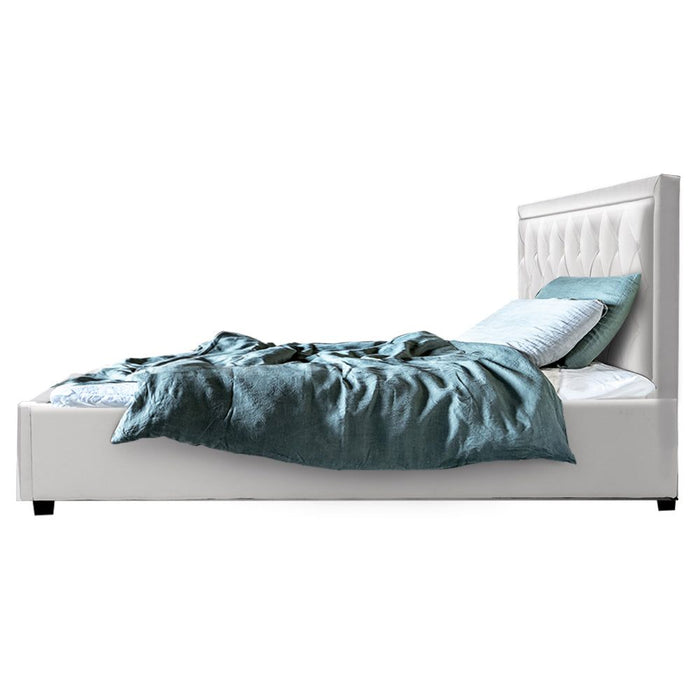 Artiss Bed Frame Double Size Gas Lift White TIYO -Home Living Store - -  