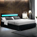 Artiss Bed Frame Double Size LED Gas Lift Black COLE -Home Living Store - -  