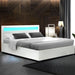 Artiss Bed Frame Double Size LED Gas Lift White COLE -Home Living Store - -  