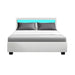 Artiss Bed Frame Double Size LED Gas Lift White COLE -Home Living Store - -  