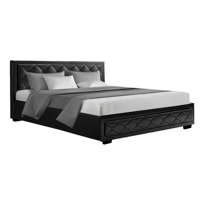 Artiss Bed Frame King Size Gas Lift Black TIYO -Home Living Store - -  