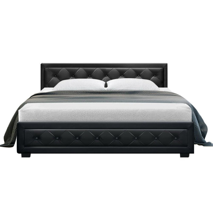 Artiss Bed Frame King Size Gas Lift Black TIYO -Home Living Store - -  