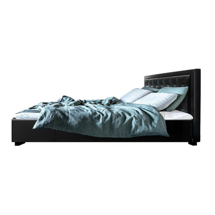 Artiss Bed Frame King Size Gas Lift Black TIYO -Home Living Store - -  