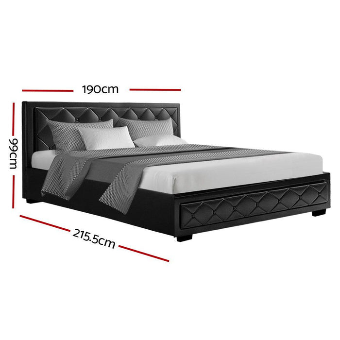 Artiss Bed Frame King Size Gas Lift Black TIYO -Home Living Store - -  