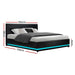 Artiss Bed Frame King Size LED Gas Lift Black LUMI -Home Living Store - -  