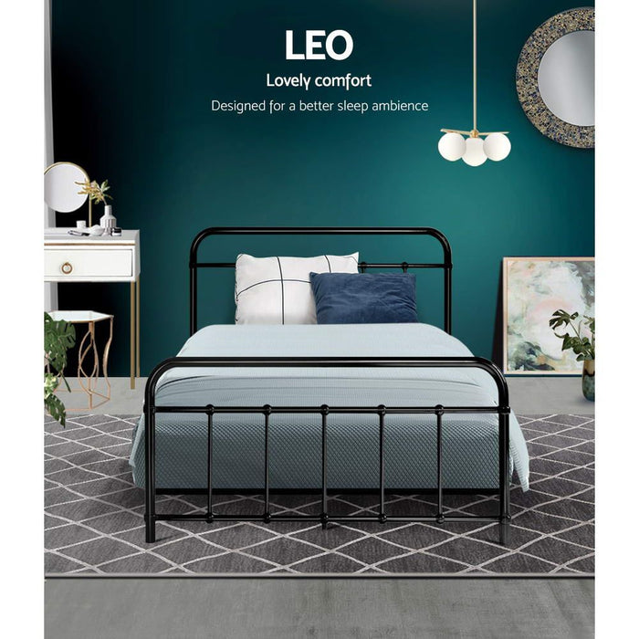Artiss Bed Frame Metal Frames LEO - King Single(Black) -Home Living Store - -  