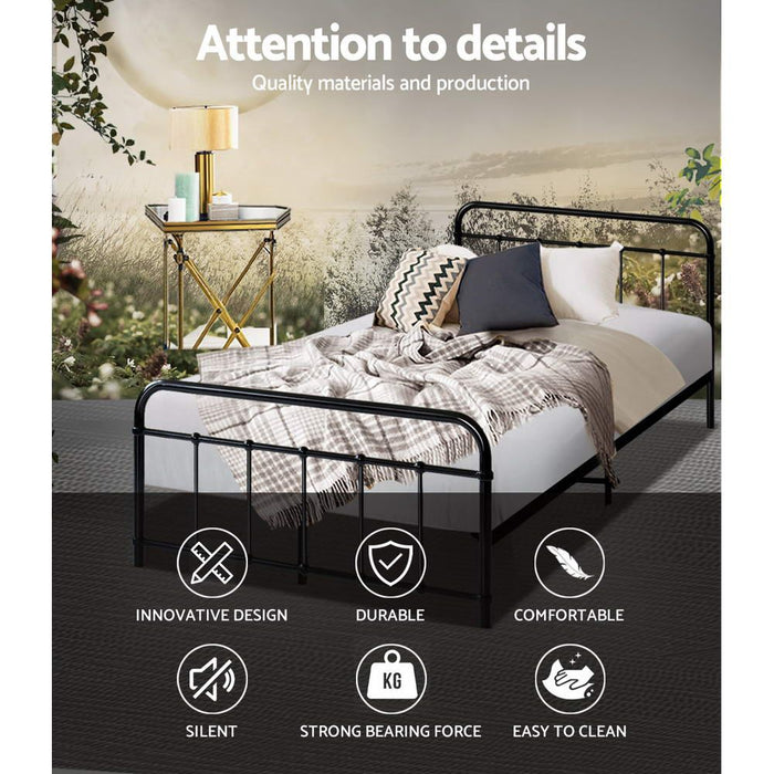 Artiss Bed Frame Metal Frames LEO - King Single(Black) -Home Living Store - -  