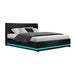 Artiss Bed Frame Queen Size LED Gas Lift Black LUMI -Home Living Store - -  