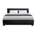 Artiss Bed Frame Queen Size LED Gas Lift Black LUMI -Home Living Store - -  