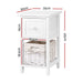Artiss Bedside Table 1 Drawer with Basket Rustic White X2 -Home Living Store - -  