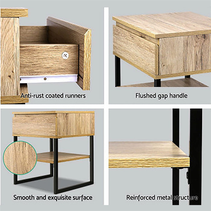 Artiss Bedside Table 1 Drawers with Shelf - CASEY -Home Living Store - -  