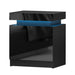 Artiss Bedside Table LED 2 Drawers Lift-up Storage - COLEY Black -Home Living Store - -  