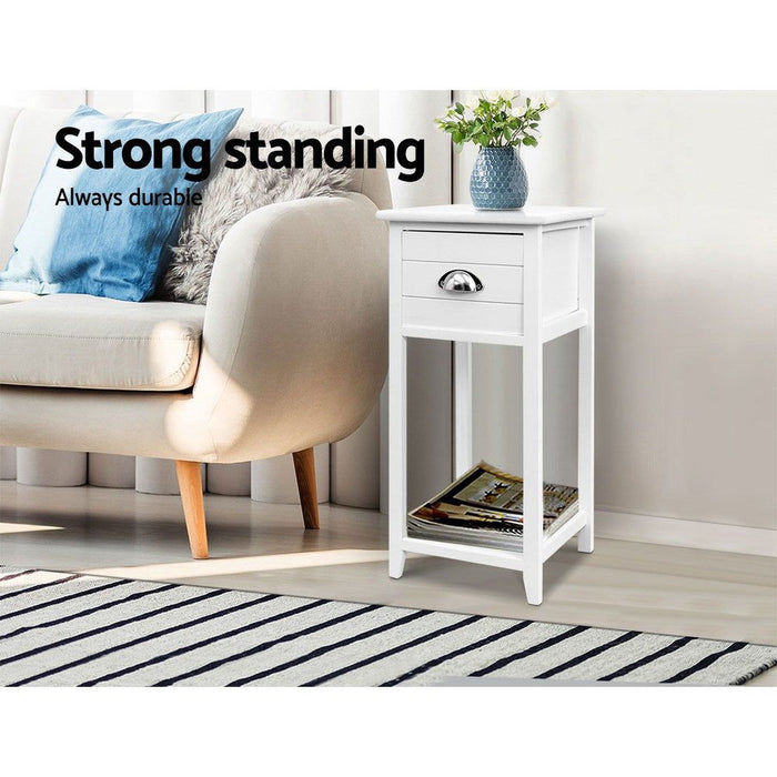 Artiss Bedside Table Vintage - THYME White -Home Living Store - -  