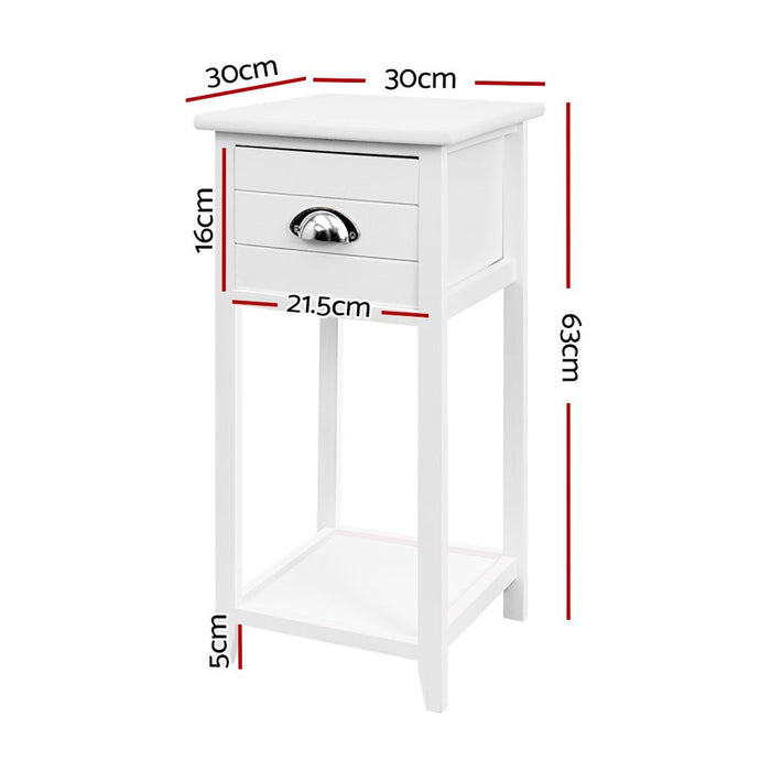 Artiss Bedside Table Vintage - THYME White -Home Living Store - -  