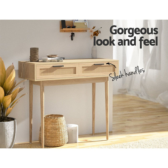 Artiss Console Table 2 Rattan Drawers -Home Living Store - -  
