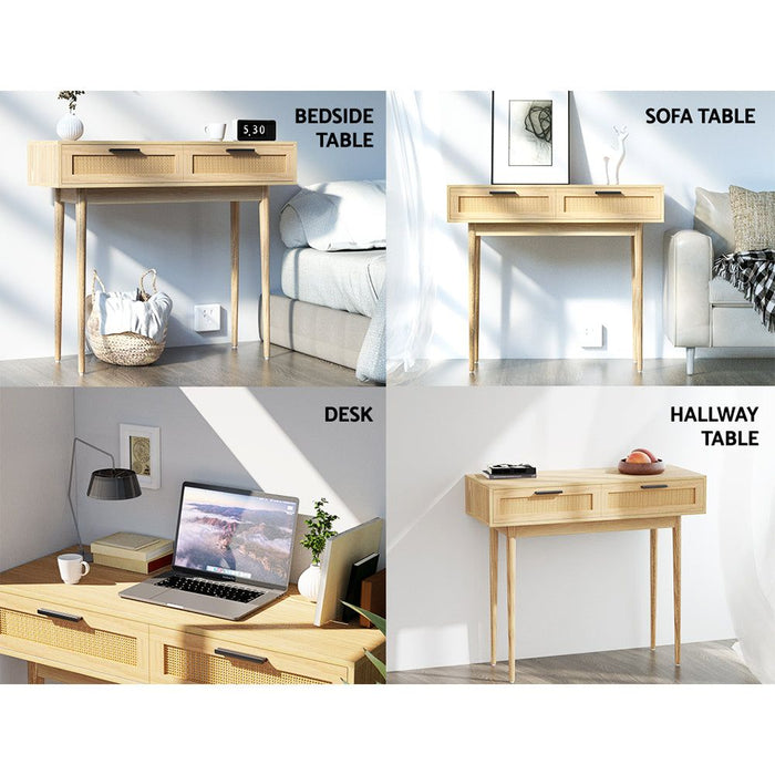 Artiss Console Table 2 Rattan Drawers -Home Living Store - -  