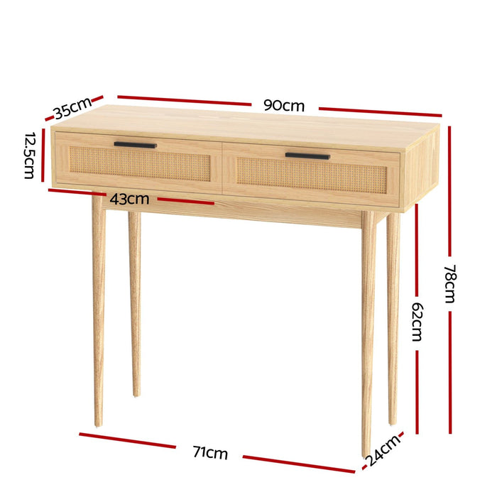 Artiss Console Table 2 Rattan Drawers -Home Living Store - -  