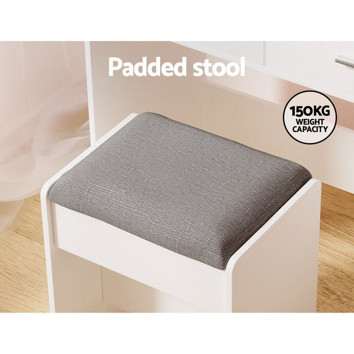 Artiss Dressing Table LED 10 Bulbs Makeup Mirror Stool Set Vanity Desk White -Home Living Store - -  