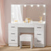 Artiss Dressing Table Set Stool 10 Led Bulbs White Debbie -Home Living Store - -  