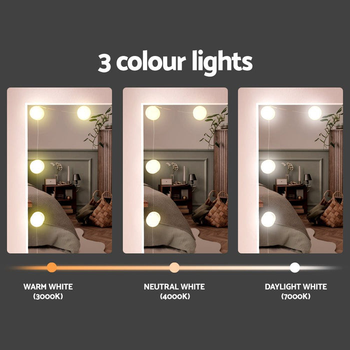 Artiss Dressing Table Set Stool 10 Led Bulbs White Debbie -Home Living Store - -  
