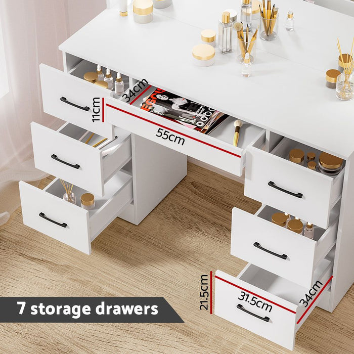 Artiss Dressing Table Set Stool 10 Led Bulbs White Debbie -Home Living Store - -  