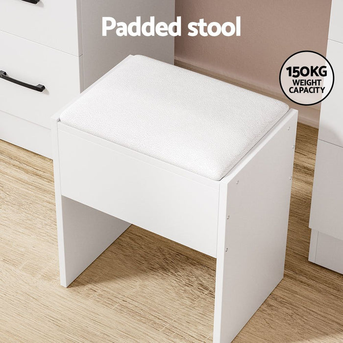 Artiss Dressing Table Set Stool 10 Led Bulbs White Debbie -Home Living Store - -  