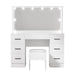 Artiss Dressing Table Set Stool 10 Led Bulbs White Debbie -Home Living Store - -  