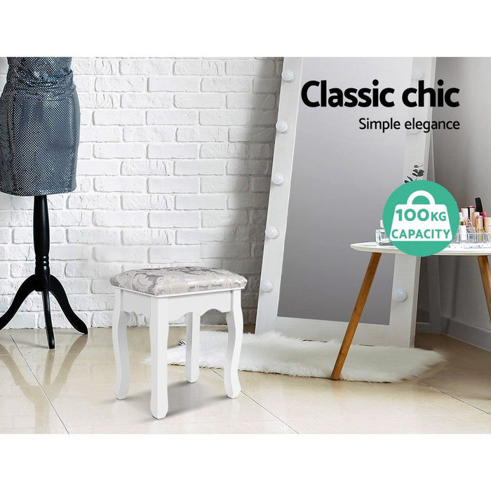 Artiss Dressing Table Stool Bedroom White Make Up Chair Fabric Furniture -Home Living Store - -  
