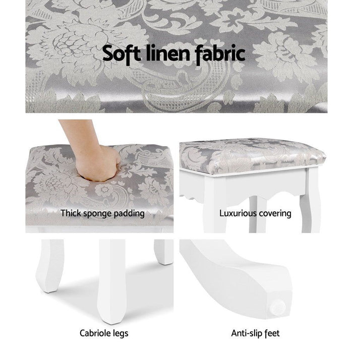 Artiss Dressing Table Stool Bedroom White Make Up Chair Fabric Furniture -Home Living Store - -  