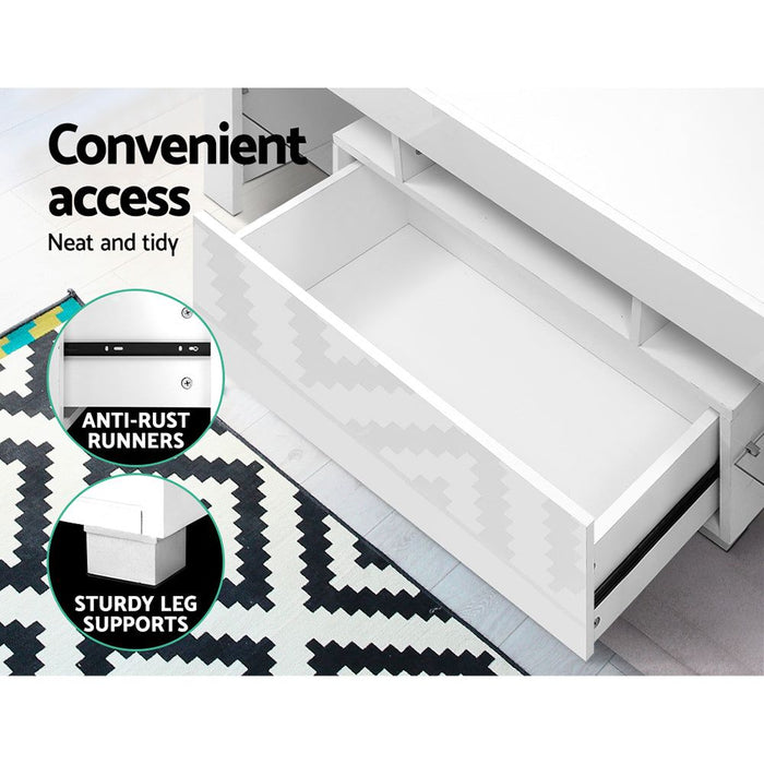 Artiss Entertainment Unit TV Cabinet LED 130cm White Elo -Home Living Store - -  