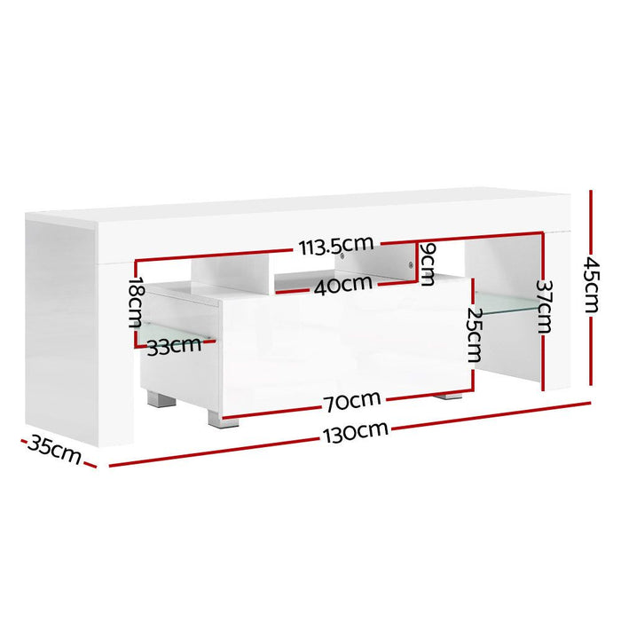 Artiss Entertainment Unit TV Cabinet LED 130cm White Elo -Home Living Store - -  