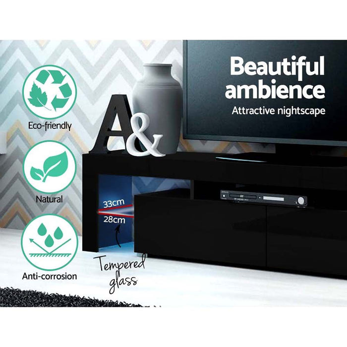Artiss Entertainment Unit TV Cabinet LED 189cm Black Elo -Home Living Store - -  
