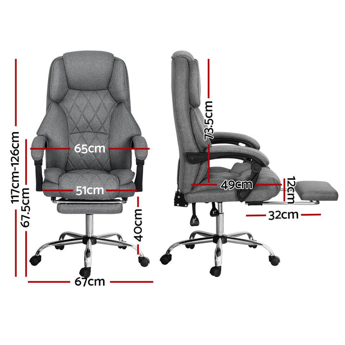 Artiss Executive Office Chair Fabric Footrest Grey — Home Living Store