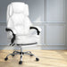 Artiss Executive Office Chair Leather Footrest White -Home Living Store - -  