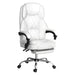 Artiss Executive Office Chair Leather Footrest White -Home Living Store - -  