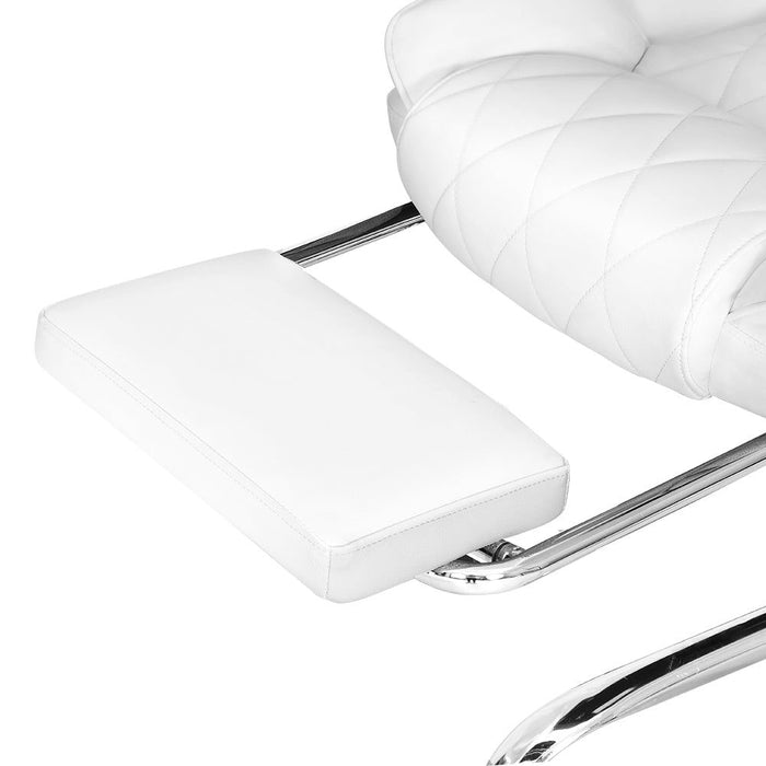 Artiss Executive Office Chair Leather Footrest White -Home Living Store - -  