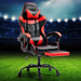Artiss Gaming Office Chair Recliner Footrest Red -Home Living Store - -  