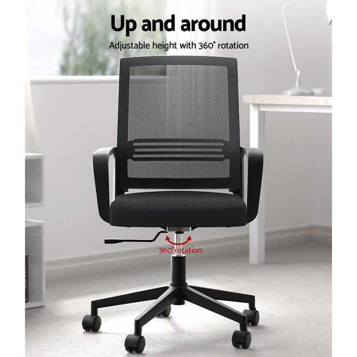 Artiss Mesh Office Chair Computer Gaming Desk Chairs Work Study Mid Back Black -Home Living Store - -  